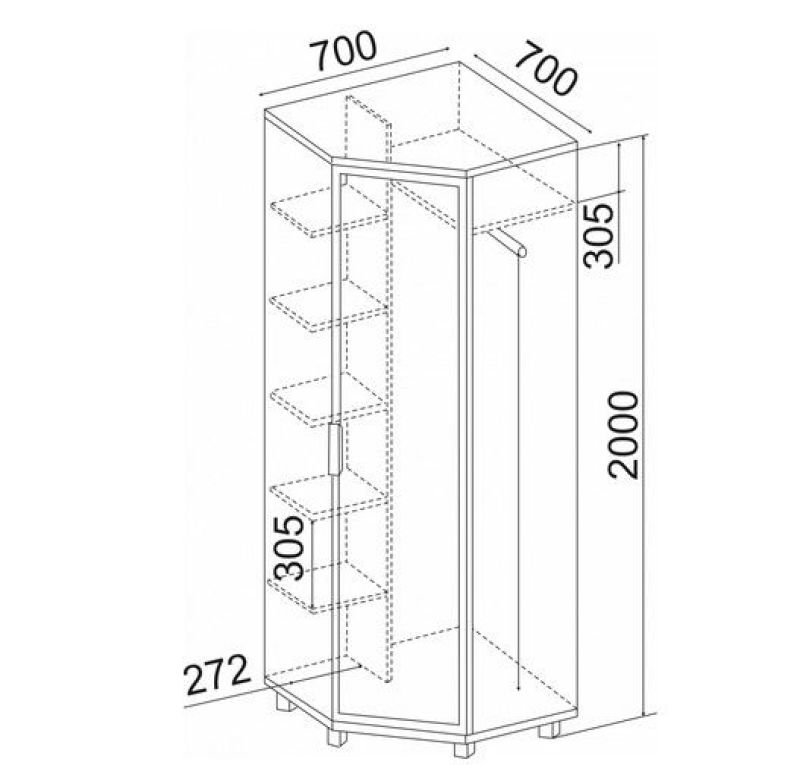 Шкаф угловой с зеркалом схема